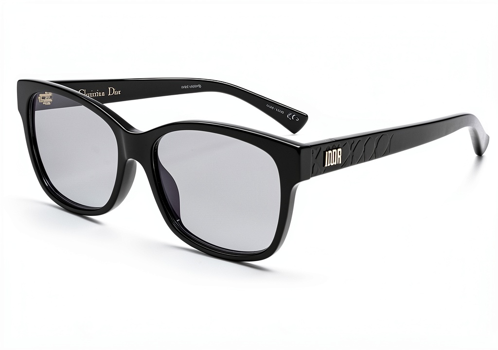Dior Ladies Black Round Eyeglass Frames displayed on a neutral background