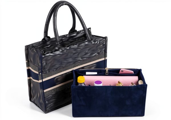 Felt Purse Organizer Insert Womens Handbag Storage Blue-0