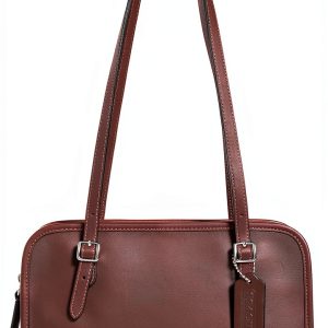 Coach Womens Leather Handbag Silver Hardware Shoulder Bag-0