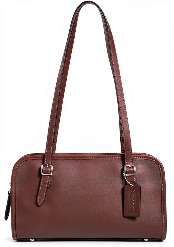 Coach Womens Leather Handbag Silver Hardware Shoulder Bag-0